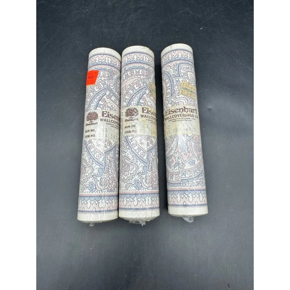 Vintage NOS Eisenhart Paisley Wallpaper Border Lot of 3 Prepasted 5 Yards Each